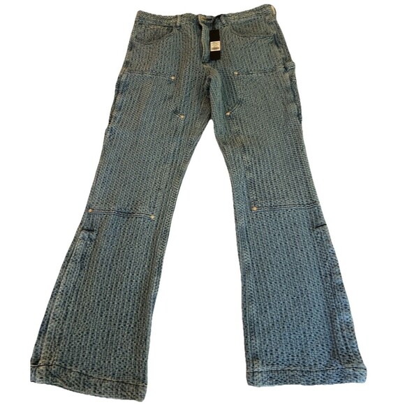 Fashion Nova Warsaw Carpenter Slim Flare Jeans Light Blue 36x33 NWT - Picture 1 of 14